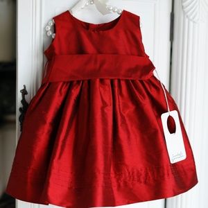 Red Silk Dress Isabel Garréton 3/6 Months Flower Girl Special Occasion NWT